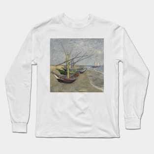 Vincent Van Gogh- Fishing boats on the Beach at Saintes-Maries Long Sleeve T-Shirt